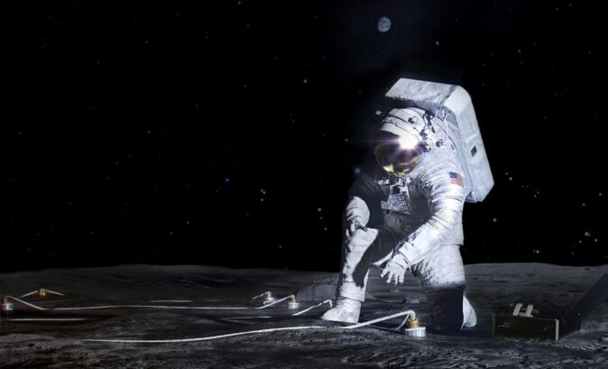 Artist’s illustration of Artemis astronauts working on the Moon. (Photo courtesy of NASA)